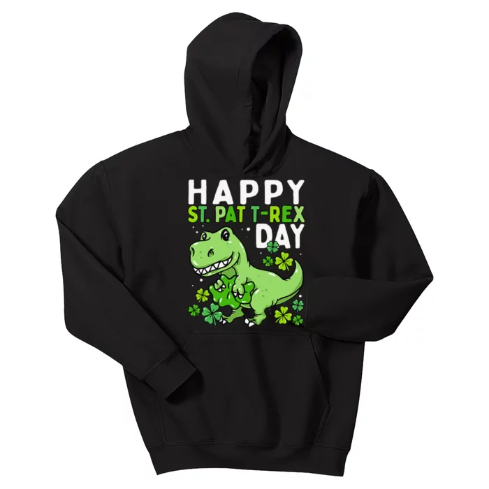 Happy St Pat Trex Day Dinosaur St Patrick's Day Kids Hoodie