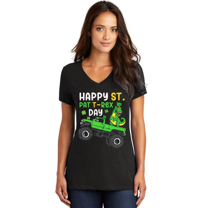 Happy St Pat Trex Day St Patrick's Day Trex Women's V-Neck T-Shirt