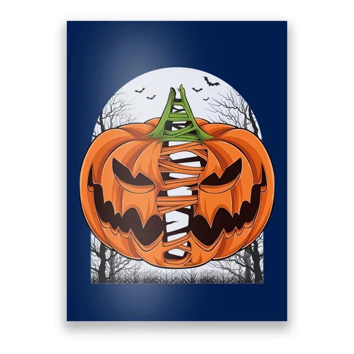 Halloween Scary Pumpkin Face Costume Thanksgiving Poster