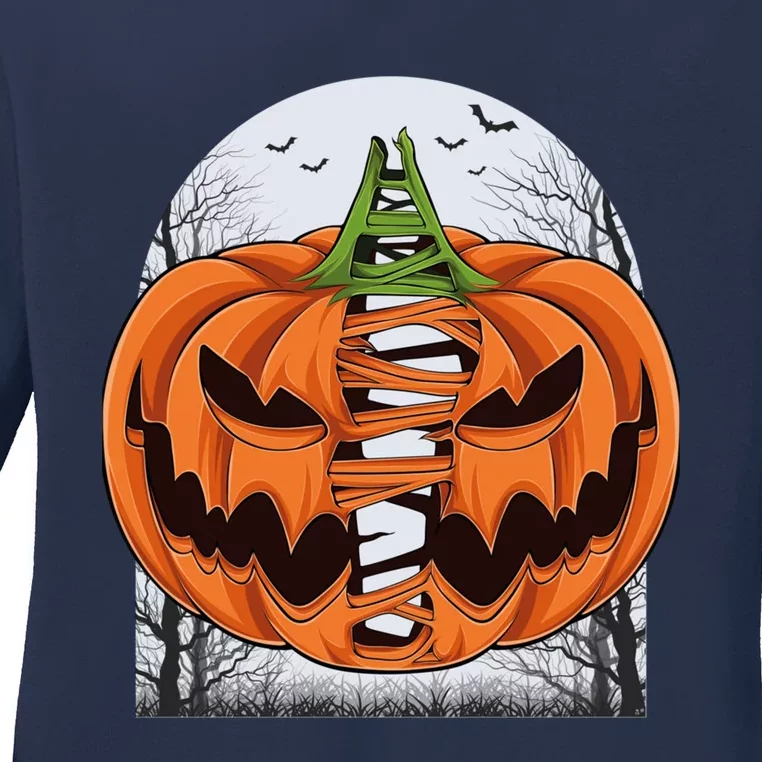 Halloween Scary Pumpkin Face Costume Thanksgiving Ladies Long Sleeve Shirt