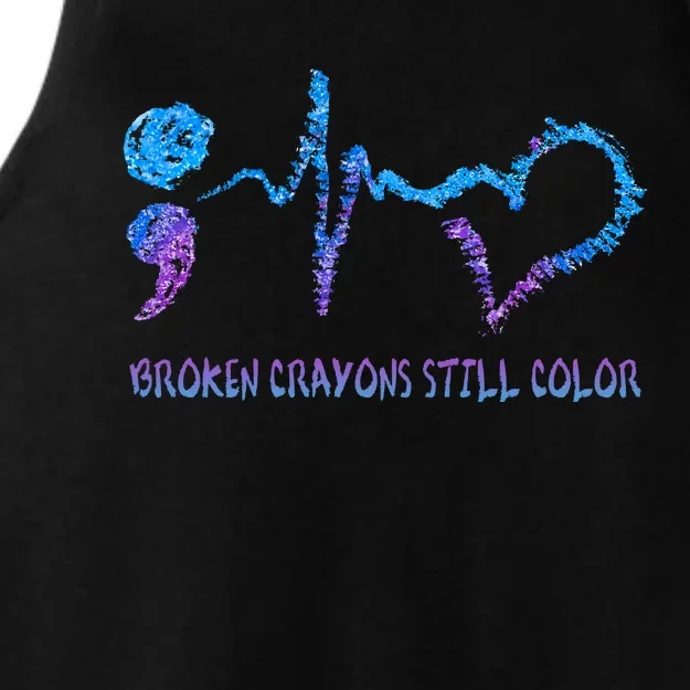 Heartbeat Semicolon Prevention Awareness Ladies Tri-Blend Wicking Tank