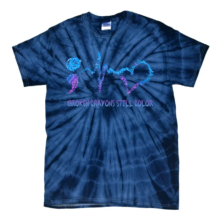 Heartbeat Semicolon Prevention Awareness Tie-Dye T-Shirt