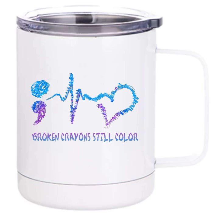 Heartbeat Semicolon Prevention Awareness Front & Back 12oz Stainless Steel Tumbler Cup