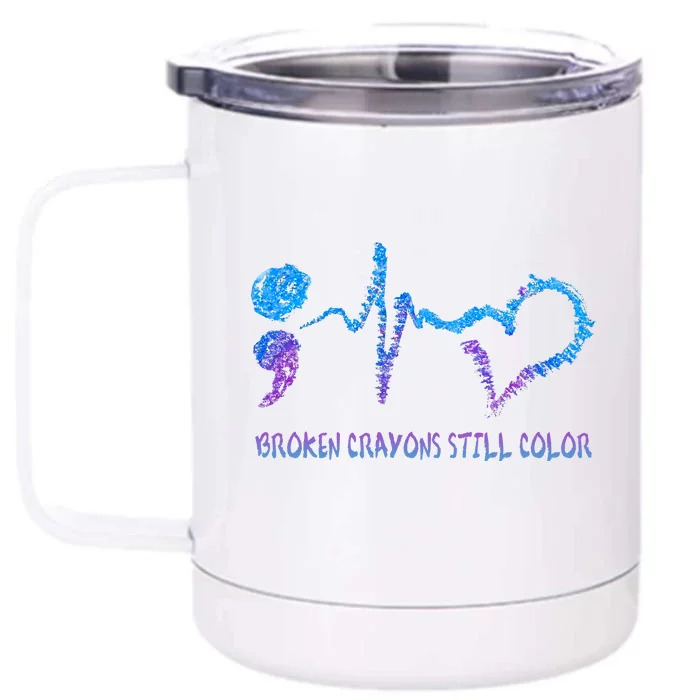 Heartbeat Semicolon Prevention Awareness Front & Back 12oz Stainless Steel Tumbler Cup