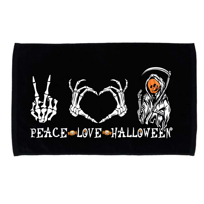 Halloween Skeleton Peace Love Halloween Pumpkin Funny Gift Microfiber Hand Towel