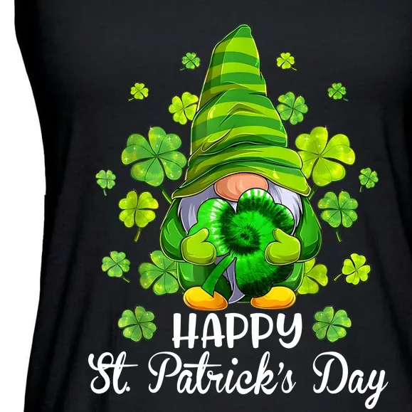 Happy St. PatrickS Day Gnome Tie Dye Shamrock Ladies Essential Flowy Tank