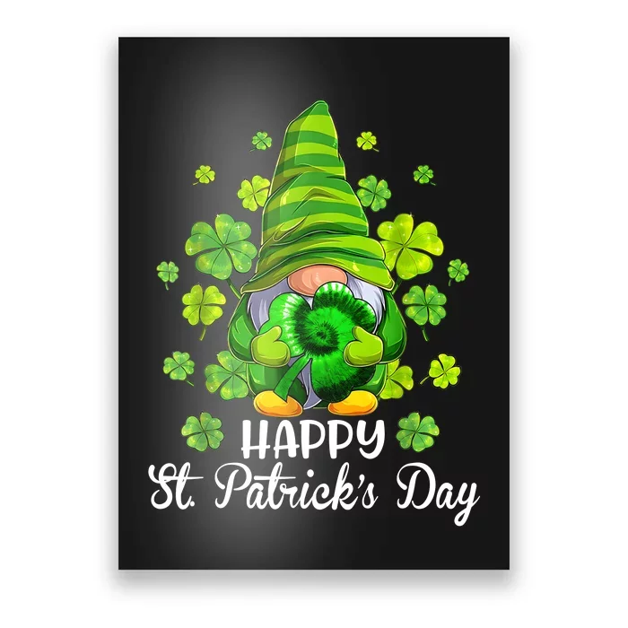 Happy St. PatrickS Day Gnome Tie Dye Shamrock Poster