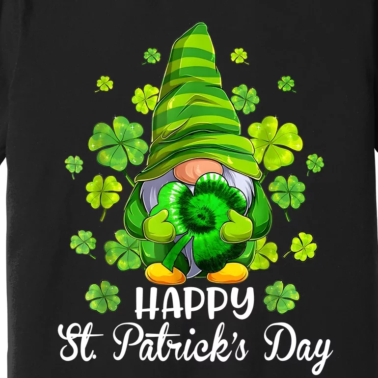 Happy St. PatrickS Day Gnome Tie Dye Shamrock Premium T-Shirt