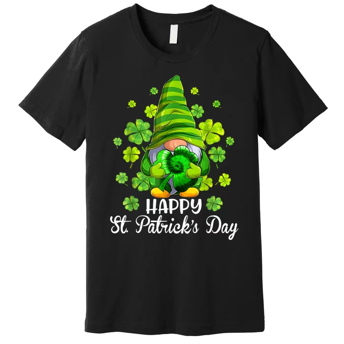 Happy St. PatrickS Day Gnome Tie Dye Shamrock Premium T-Shirt