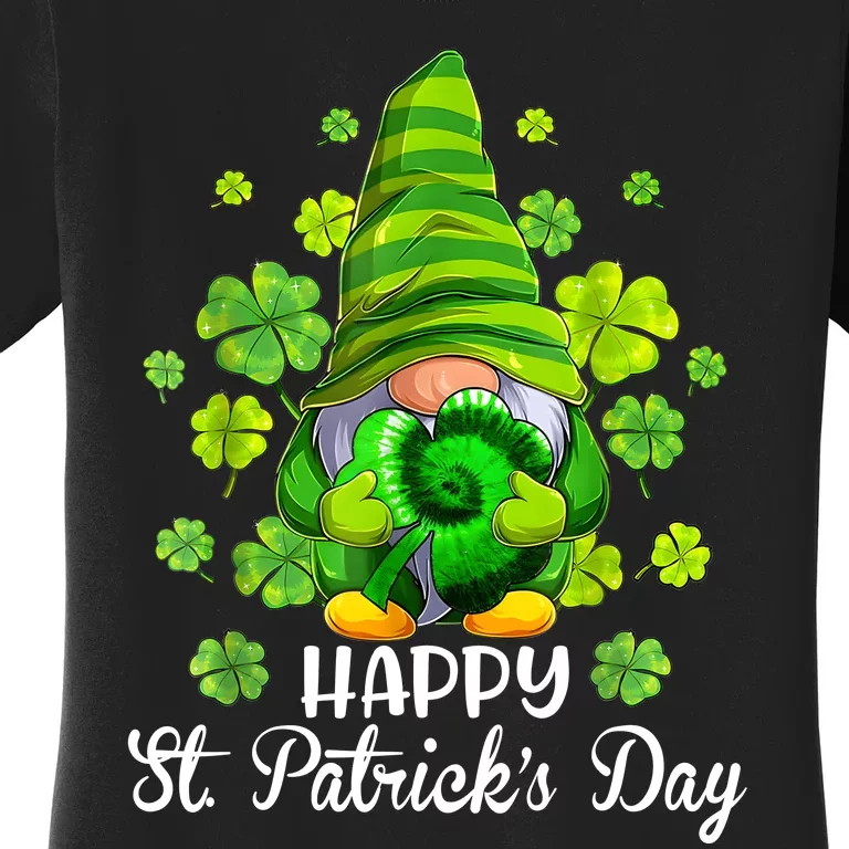 Happy St. PatrickS Day Gnome Tie Dye Shamrock Women's T-Shirt