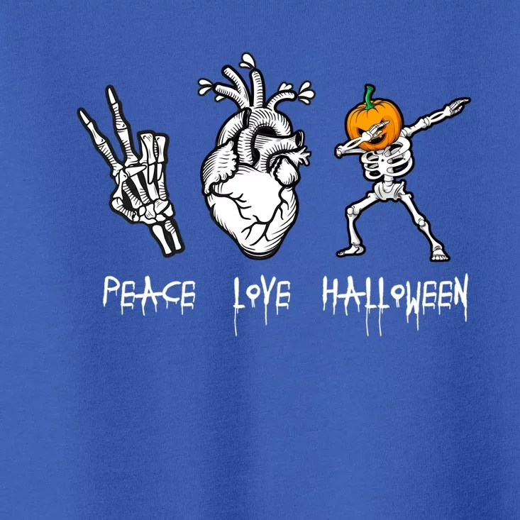 Halloween Skeleton Peace Love Halloween With Scary Pumpkin Gift Toddler T-Shirt