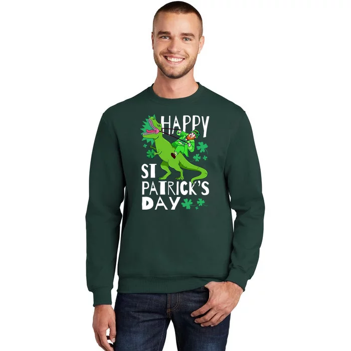 Happy St. Patrick's Day TRex Leprechaun Irish Clover Sweatshirt