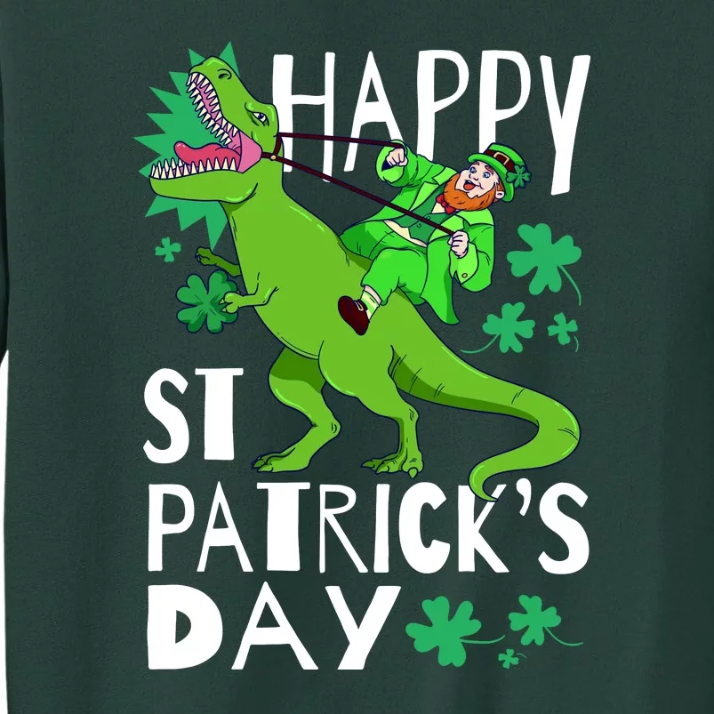 Happy St. Patrick's Day TRex Leprechaun Irish Clover Sweatshirt