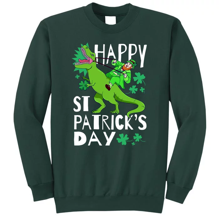 Happy St. Patrick's Day TRex Leprechaun Irish Clover Sweatshirt