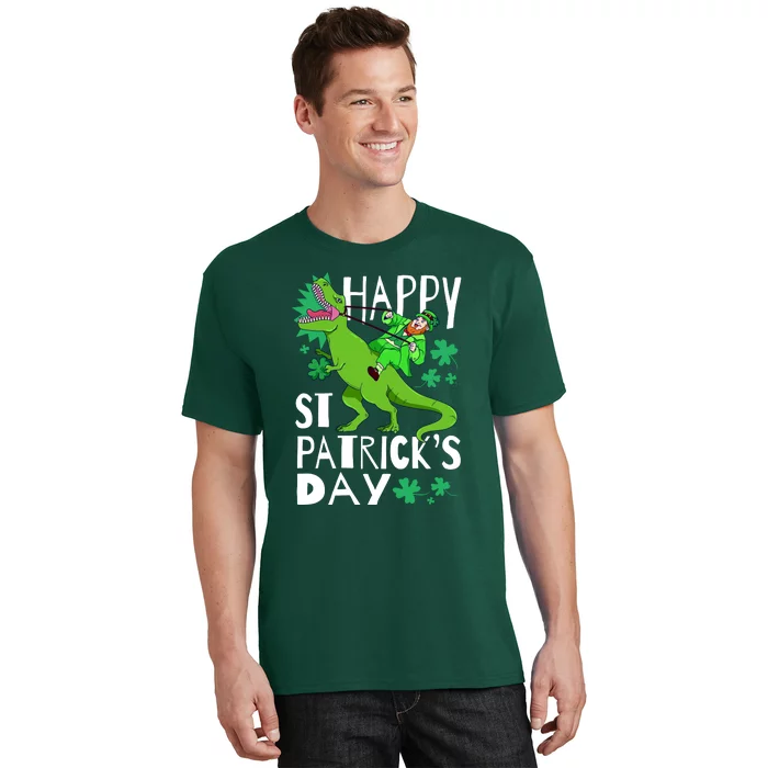 Happy St. Patrick's Day TRex Leprechaun Irish Clover T-Shirt