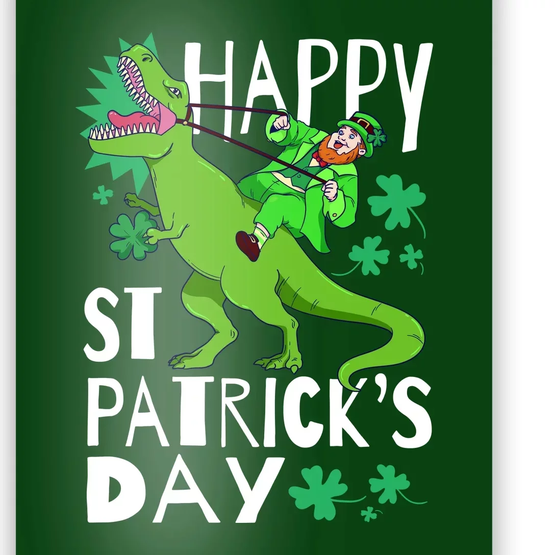 Happy St. Patrick's Day TRex Leprechaun Irish Clover Poster