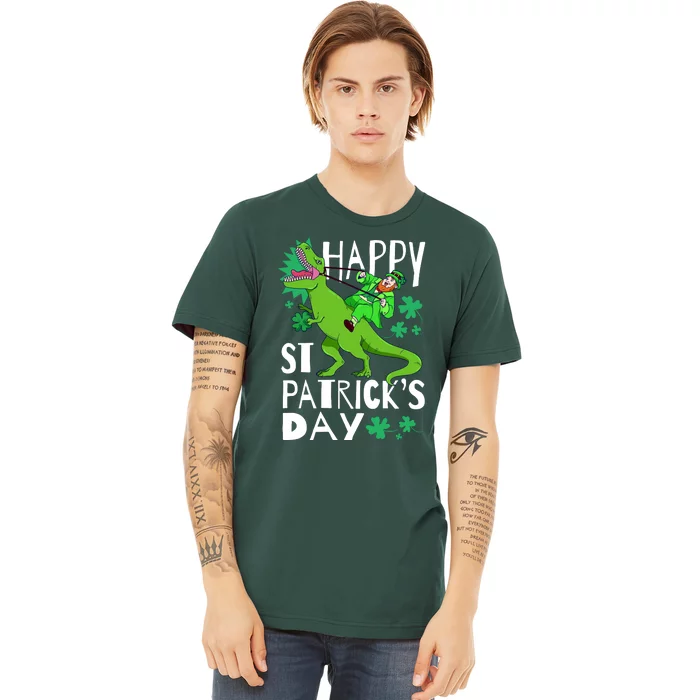 Happy St. Patrick's Day TRex Leprechaun Irish Clover Premium T-Shirt