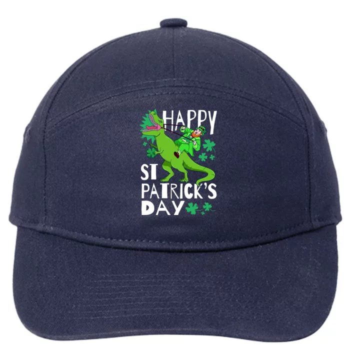 Happy St. Patrick's Day TRex Leprechaun Irish Clover 7-Panel Snapback Hat