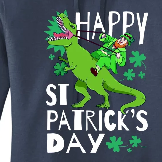 Happy St. Patrick's Day TRex Leprechaun Irish Clover Women's Pullover Hoodie