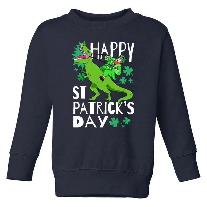 Happy St. Patrick's Day TRex Leprechaun Irish Clover Toddler Sweatshirt