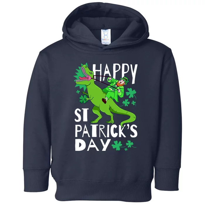 Happy St. Patrick's Day TRex Leprechaun Irish Clover Toddler Hoodie