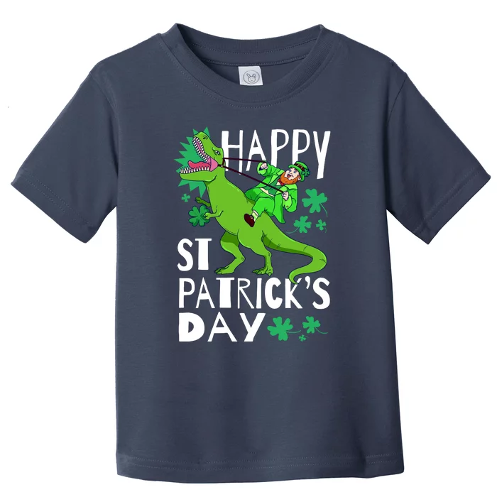 Happy St. Patrick's Day TRex Leprechaun Irish Clover Toddler T-Shirt