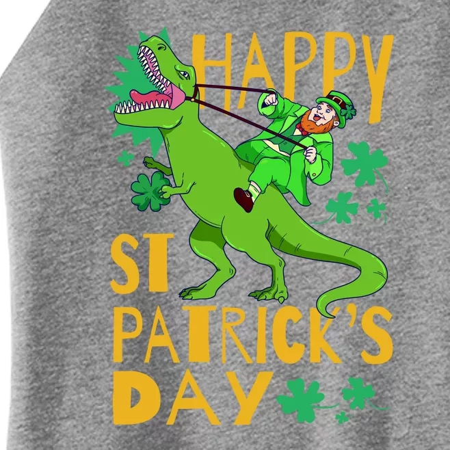 Happy St. Patrick's Day TRex Leprechaun Irish Clover Women’s Perfect Tri Rocker Tank