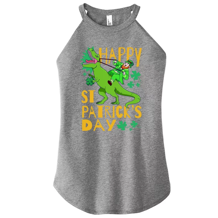 Happy St. Patrick's Day TRex Leprechaun Irish Clover Women’s Perfect Tri Rocker Tank