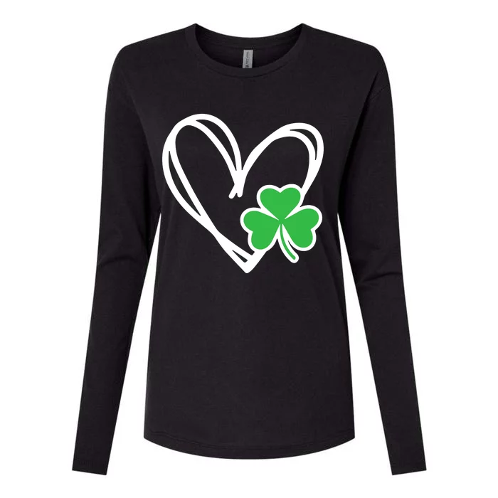 Heart St Patricks Day Shamrock Irish Womens Cotton Relaxed Long Sleeve T-Shirt