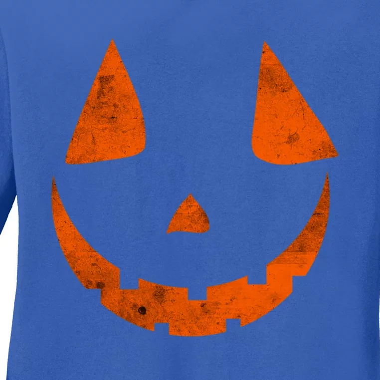 Halloween Spooky Pumpkin Face Scary Jack O Lantern Gift Ladies Long Sleeve Shirt