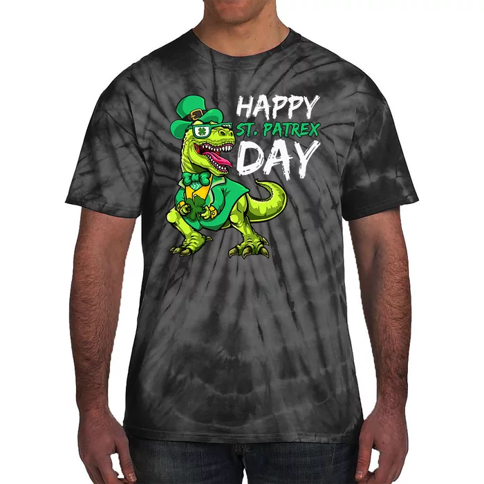 Happy St Pat Trex Day St Patricks  Dinosaur Tie-Dye T-Shirt