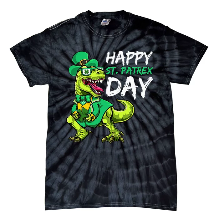 Happy St Pat Trex Day St Patricks  Dinosaur Tie-Dye T-Shirt