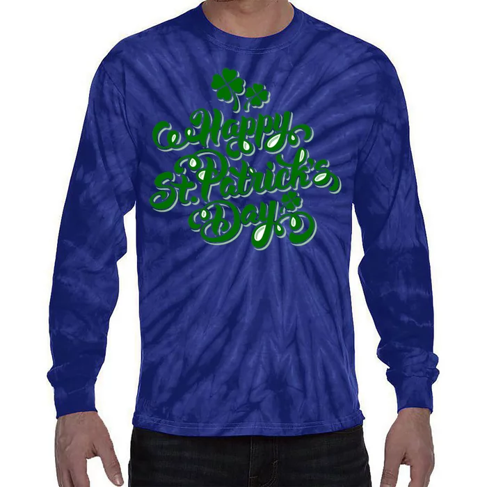 Happy St Patrick's Day Holiday Tie-Dye Long Sleeve Shirt