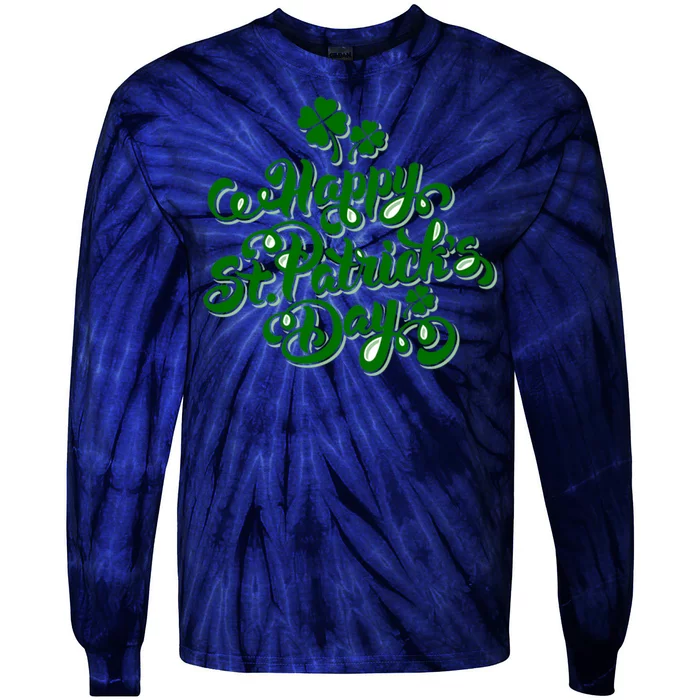 Happy St Patrick's Day Holiday Tie-Dye Long Sleeve Shirt