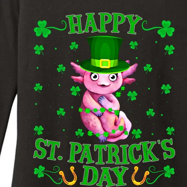 Happy Saint PatrickS Day Axolotl Lucky Shamrocks Sweatshirt Womens CVC Long Sleeve Shirt