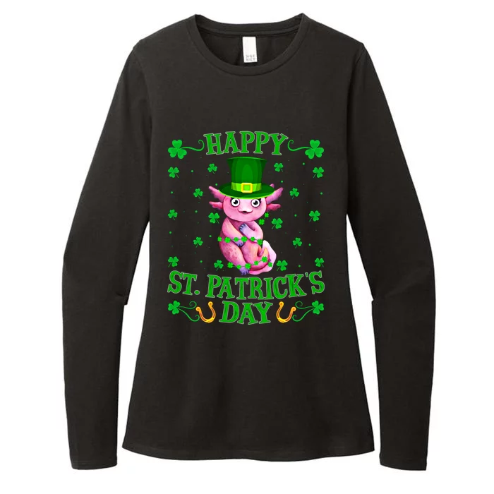 Happy Saint PatrickS Day Axolotl Lucky Shamrocks Sweatshirt Womens CVC Long Sleeve Shirt