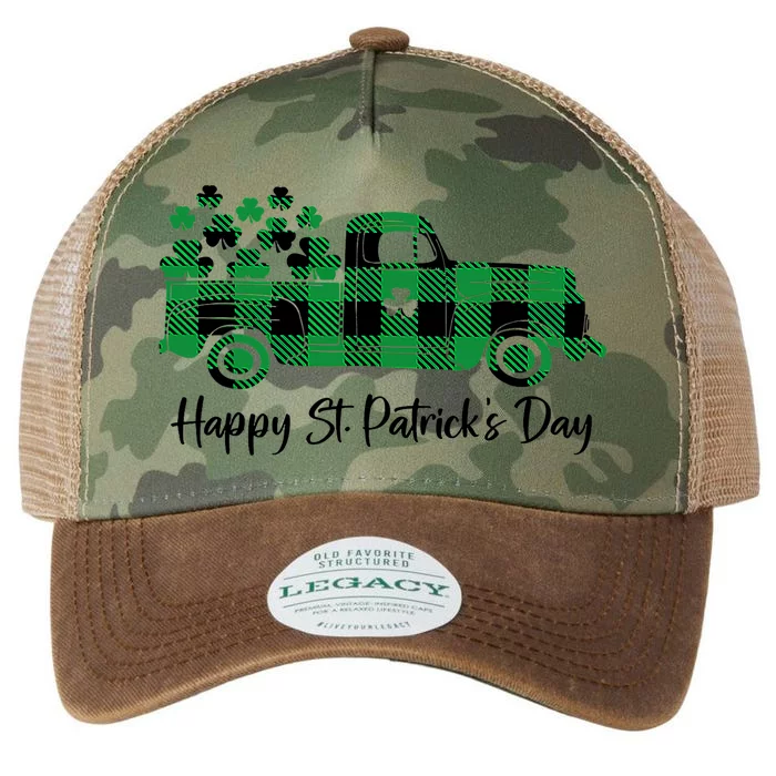 Happy St Patrick's Day Buffalo Plaid Truck Irish Shamrock Legacy Tie Dye Trucker Hat