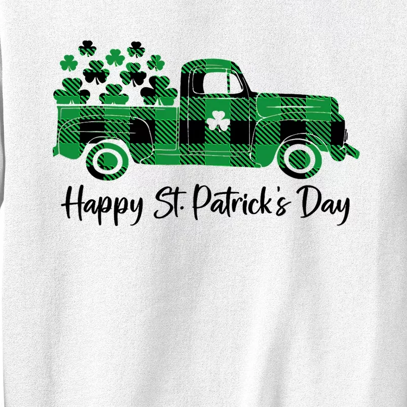 Happy St Patrick's Day Buffalo Plaid Truck Irish Shamrock Sweatshirt