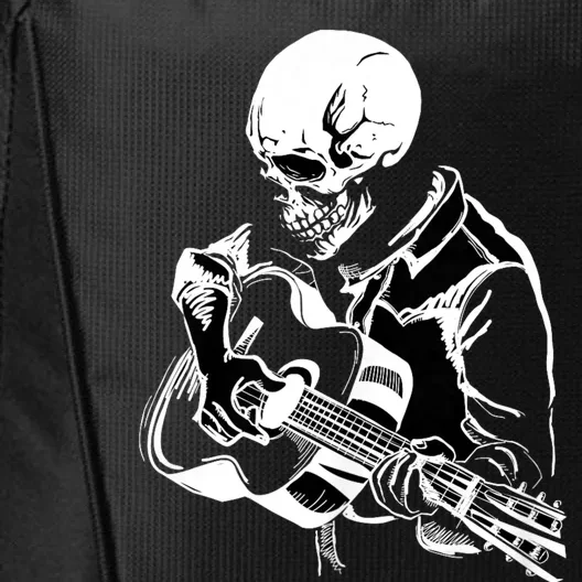 Halloween Skeleton Playing Guitar Rock And Roll Band City Backpack