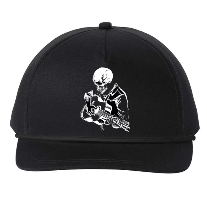 Halloween Skeleton Playing Guitar Rock And Roll Band Snapback Five-Panel Rope Hat