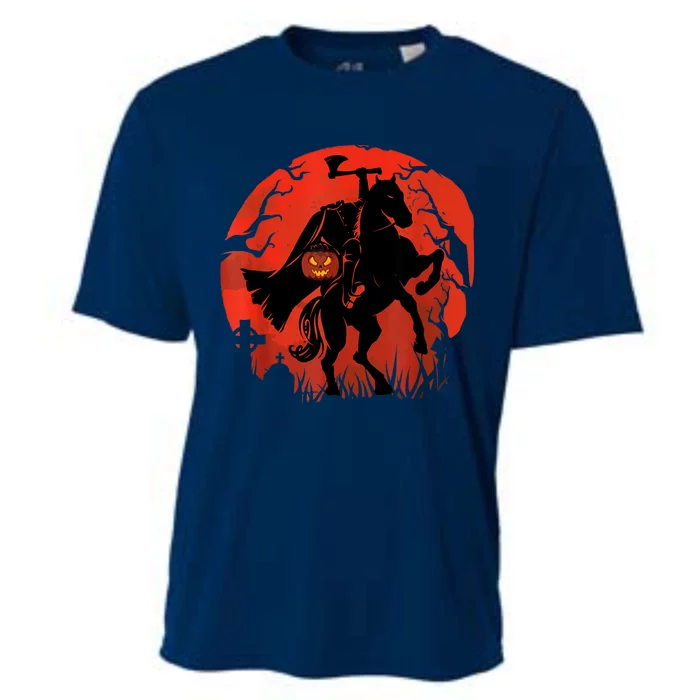 Halloween Scary Pumpkin Headless Horseman Cooling Performance Crew T-Shirt