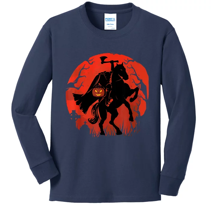 Halloween Scary Pumpkin Headless Horseman Kids Long Sleeve Shirt