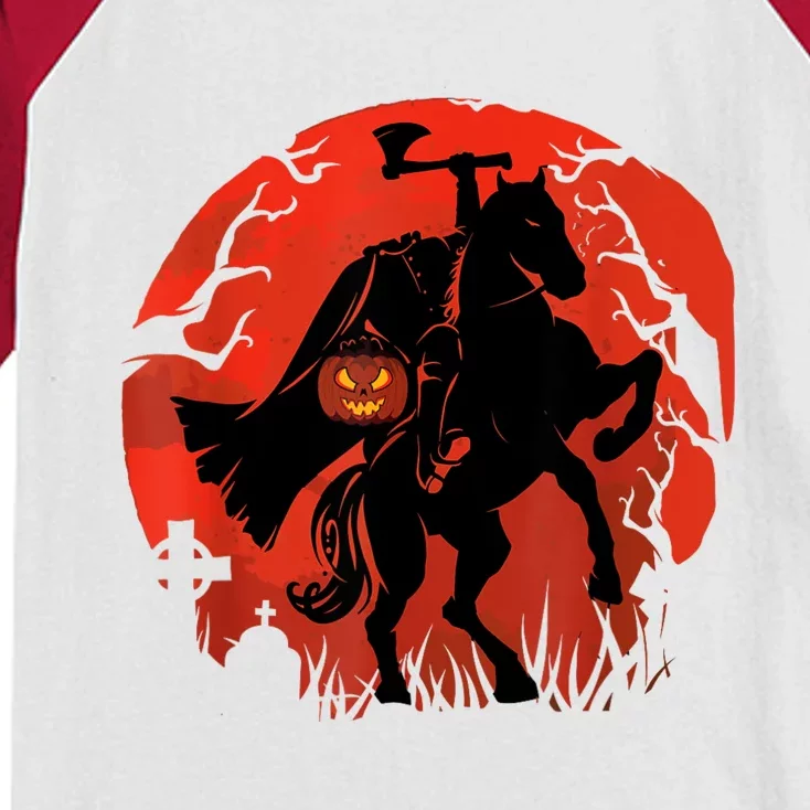 Halloween Scary Pumpkin Headless Horseman Kids Colorblock Raglan Jersey