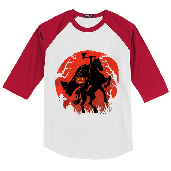 Halloween Scary Pumpkin Headless Horseman Kids Colorblock Raglan Jersey