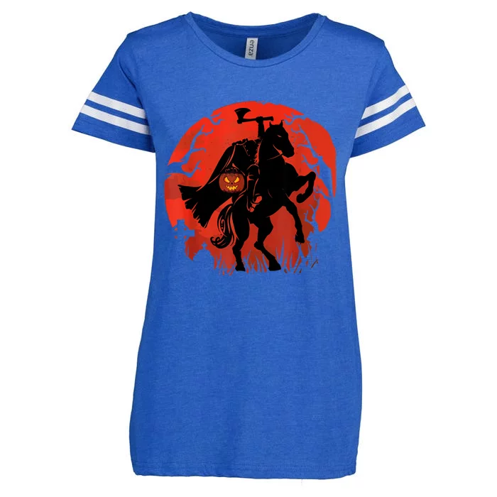 Halloween Scary Pumpkin Headless Horseman Enza Ladies Jersey Football T-Shirt