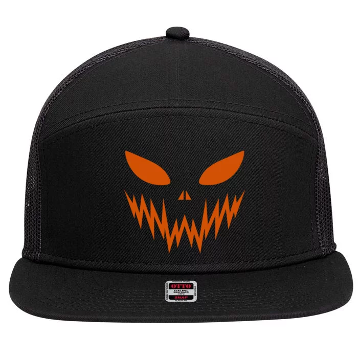 Halloween Spooky Pumpkin 7 Panel Mesh Trucker Snapback Hat