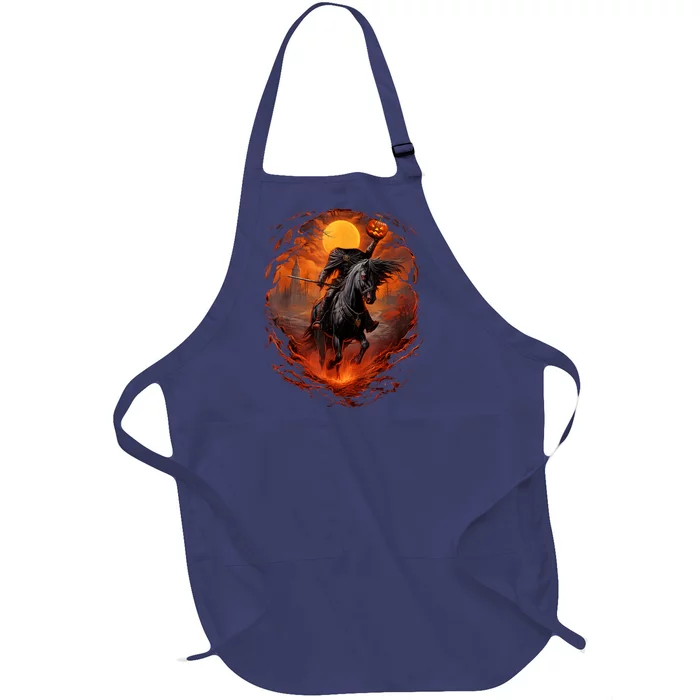 Halloween Scary Pumpkin Headless Horseman AI Full-Length Apron With Pocket