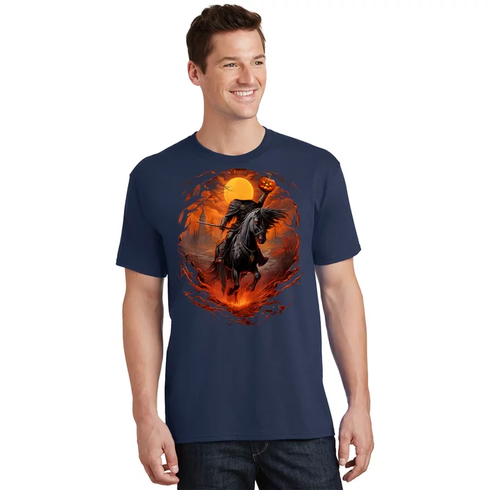 Halloween Scary Pumpkin Headless Horseman AI T-Shirt