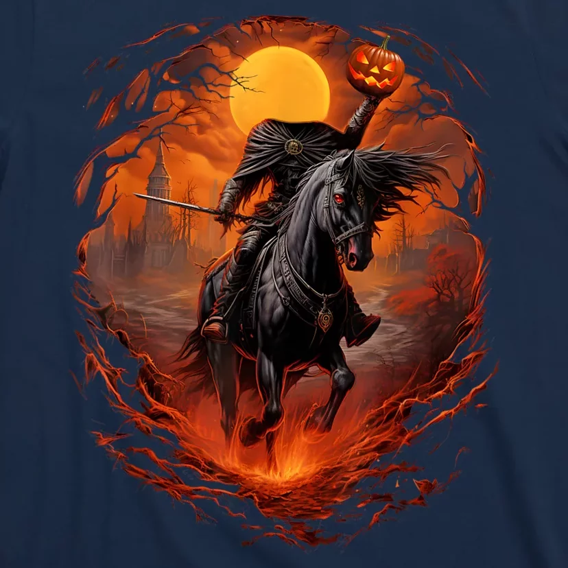 Halloween Scary Pumpkin Headless Horseman AI T-Shirt