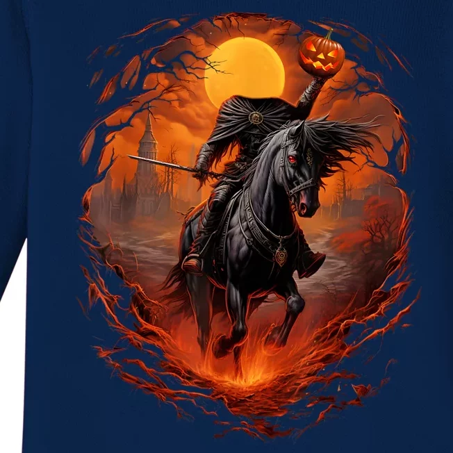 Halloween Scary Pumpkin Headless Horseman AI Baby Long Sleeve Bodysuit